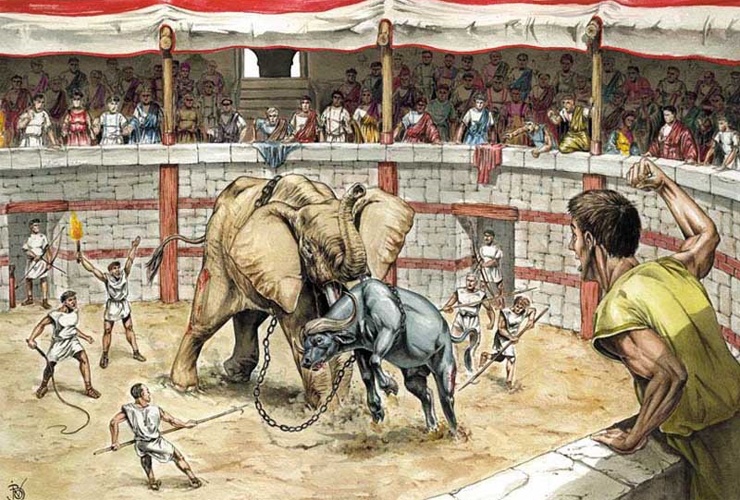 Kampftiere in der Arena des Kolosseums